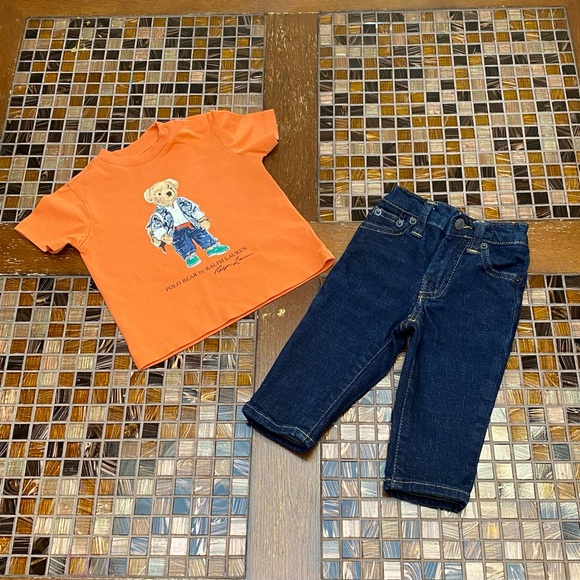 Ralph Lauren Other - Ralph Lauren Kids Orange Bear T-Shirt and Hampton Stretch Jeans Set